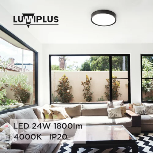 Plafón lumiplus asli led 24w negro